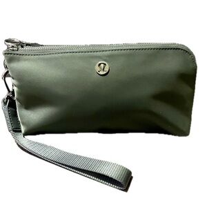 Lululemon Dual Pouch Grey Sage Green Wristlet Bag